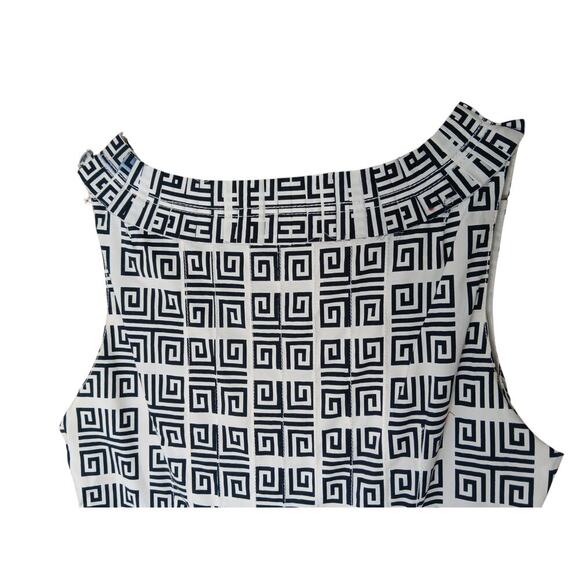 Tory Burch Dress Sz 4 Black White Geometric Print Sleeveless Cotton - Picture 13 of 16